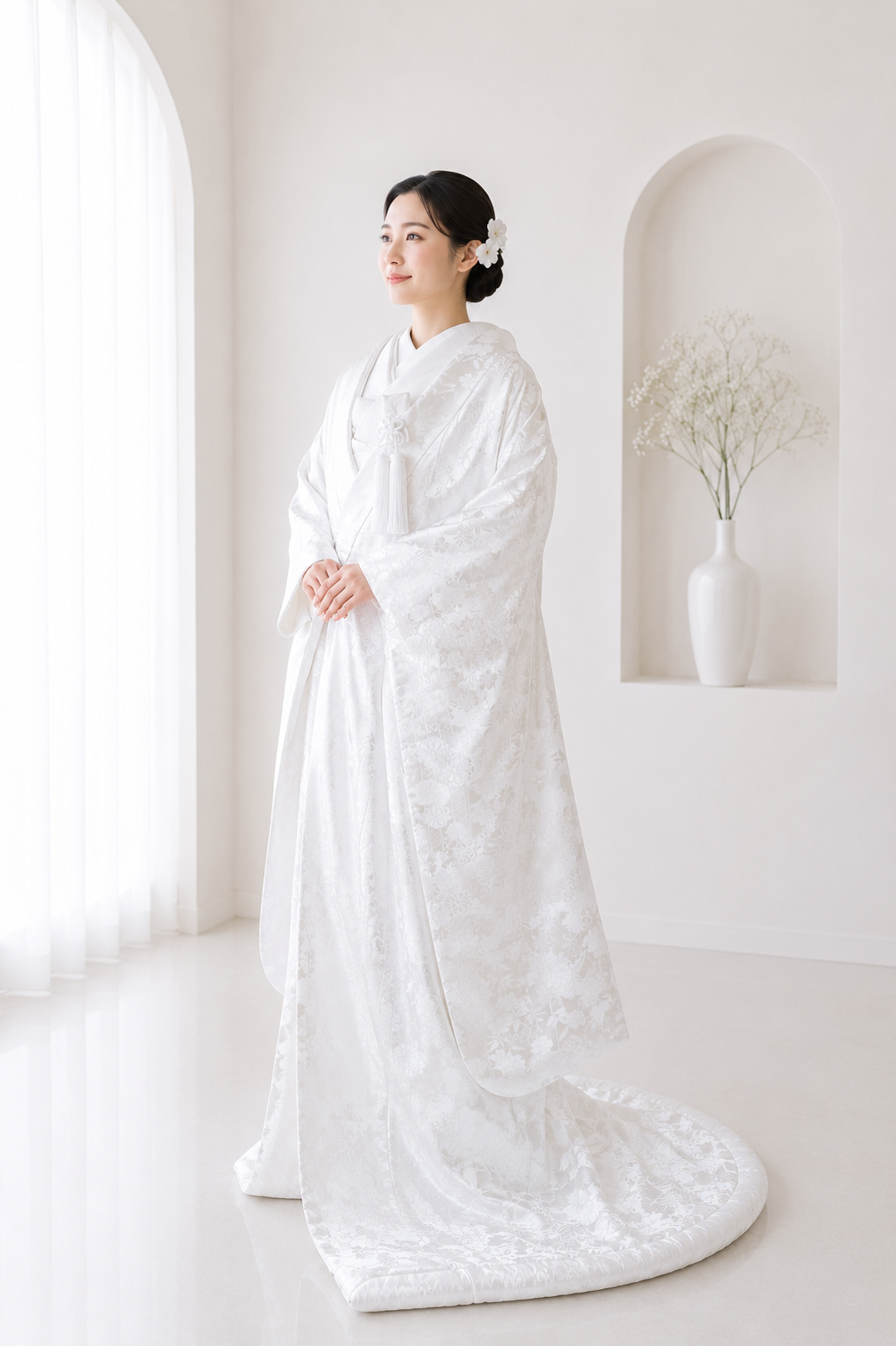 女性が白無垢を着ている画像
