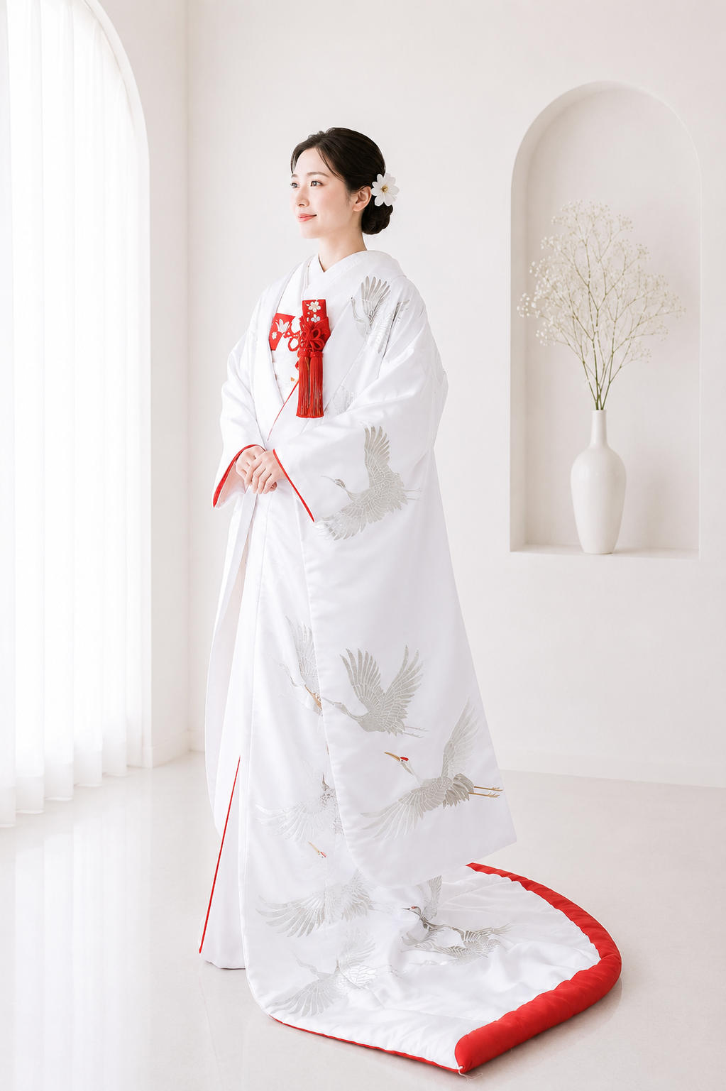 女性が白無垢を着ている画像