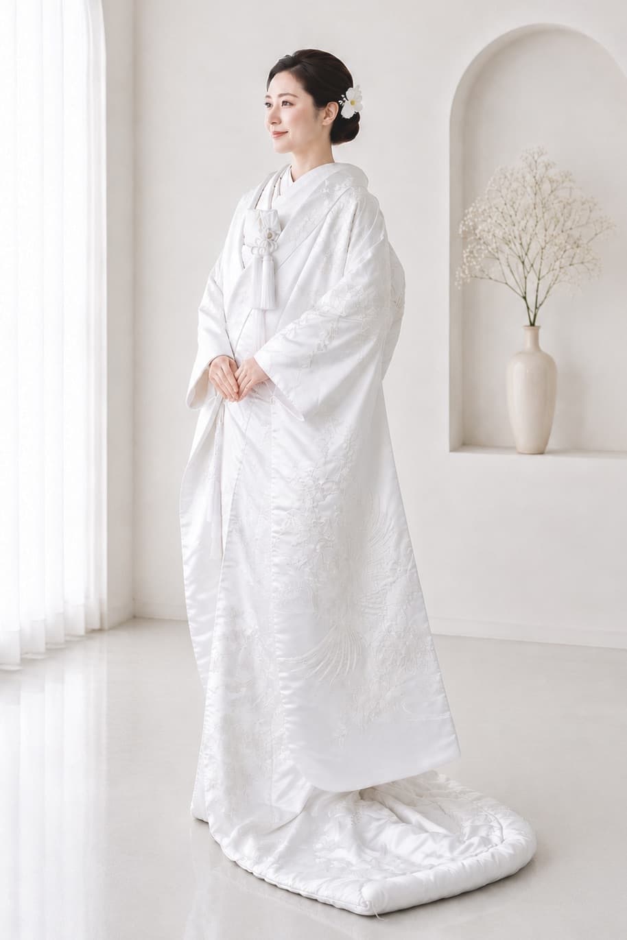女性が白無垢を着ている画像