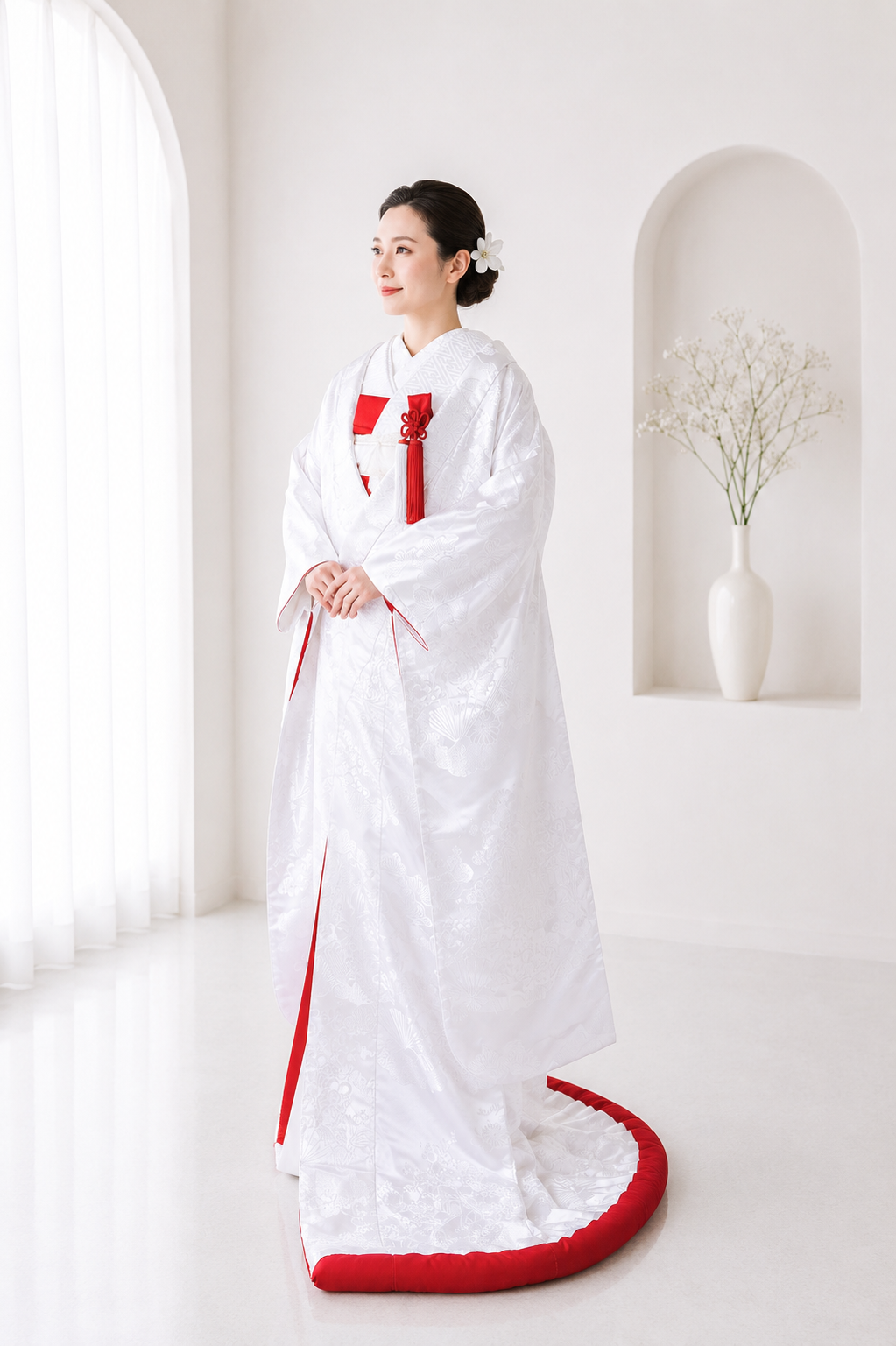 女性が白無垢を着ている画像