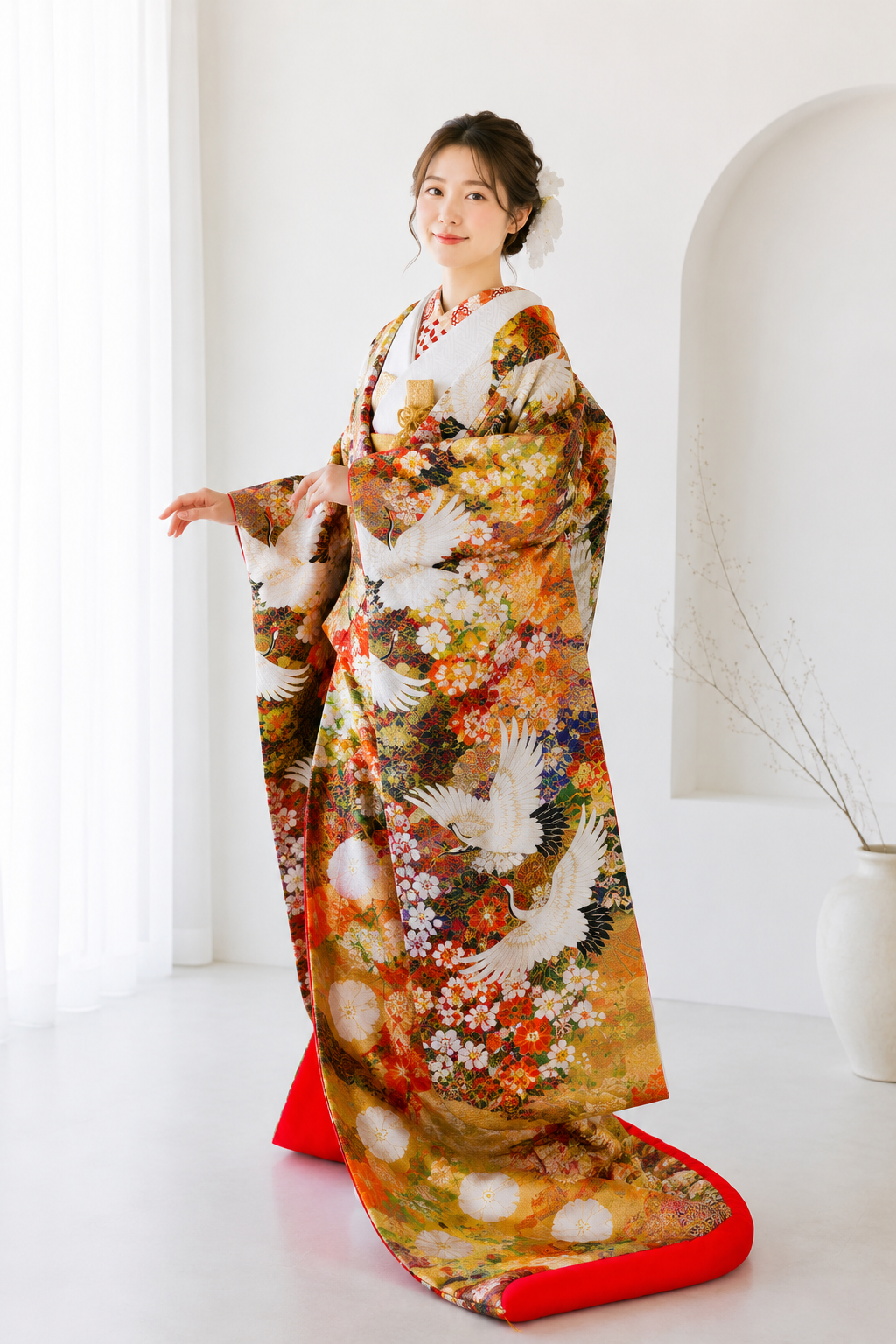 赤い色打掛を着た花嫁様