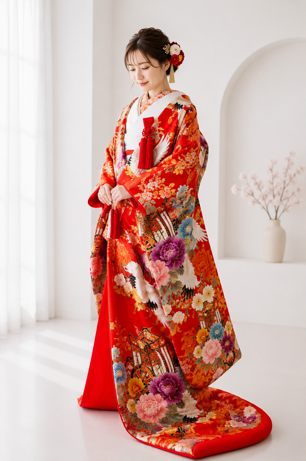 赤い色打掛を着た花嫁様