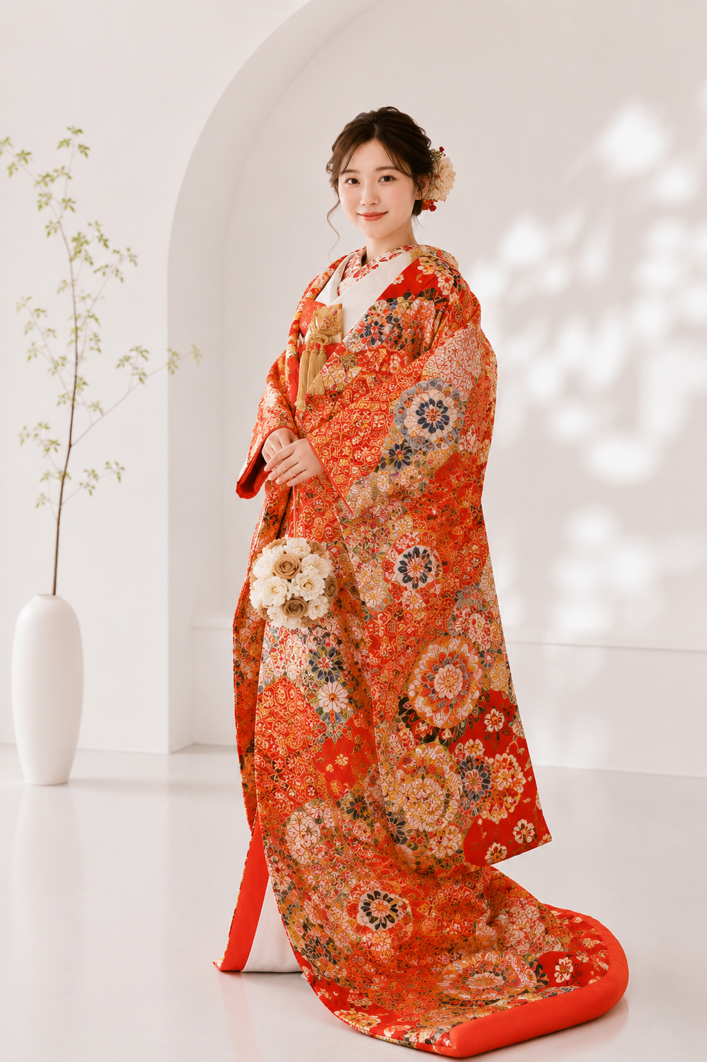赤い色打掛を着た花嫁様