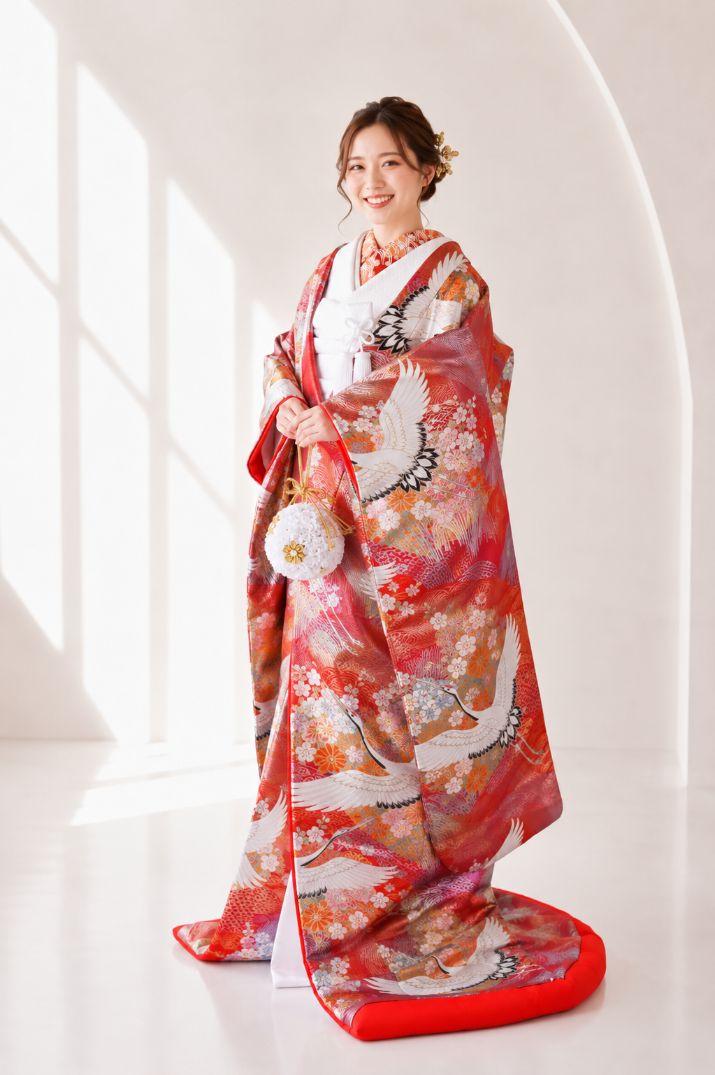 赤い色打掛を着た花嫁様