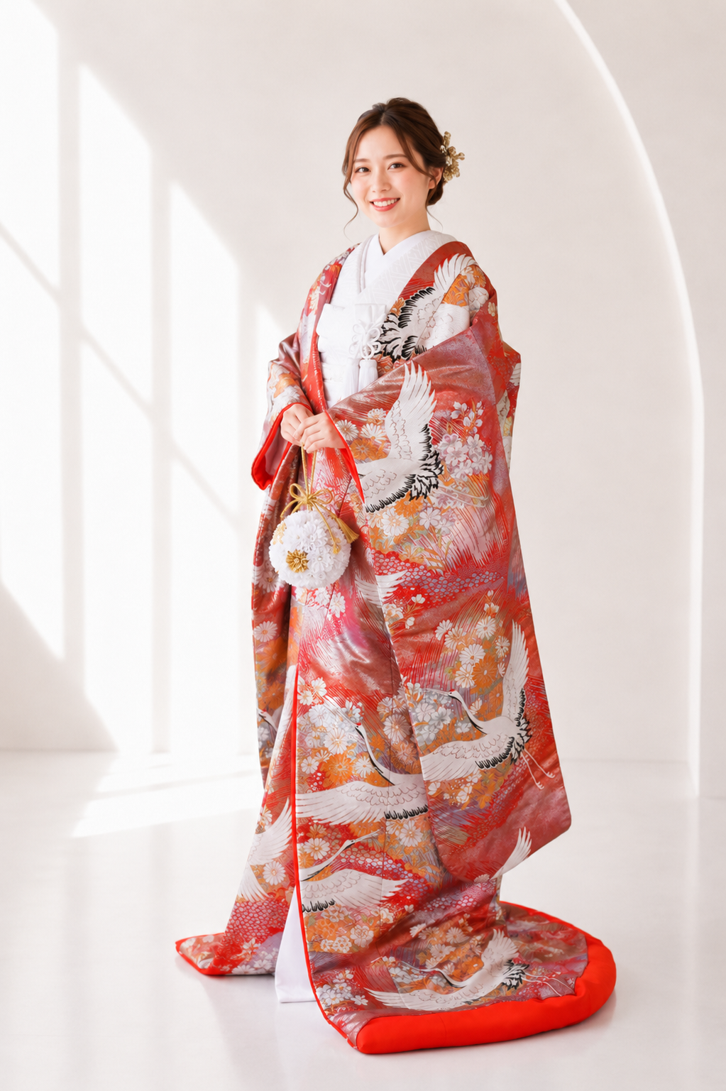 赤い色打掛を着た花嫁様