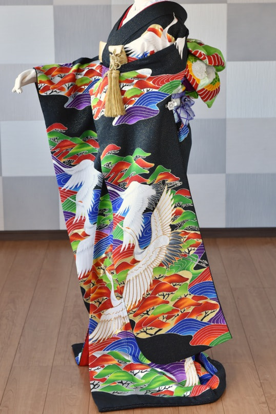 黒引き振袖レンタル披露宴食事会衣装結婚式