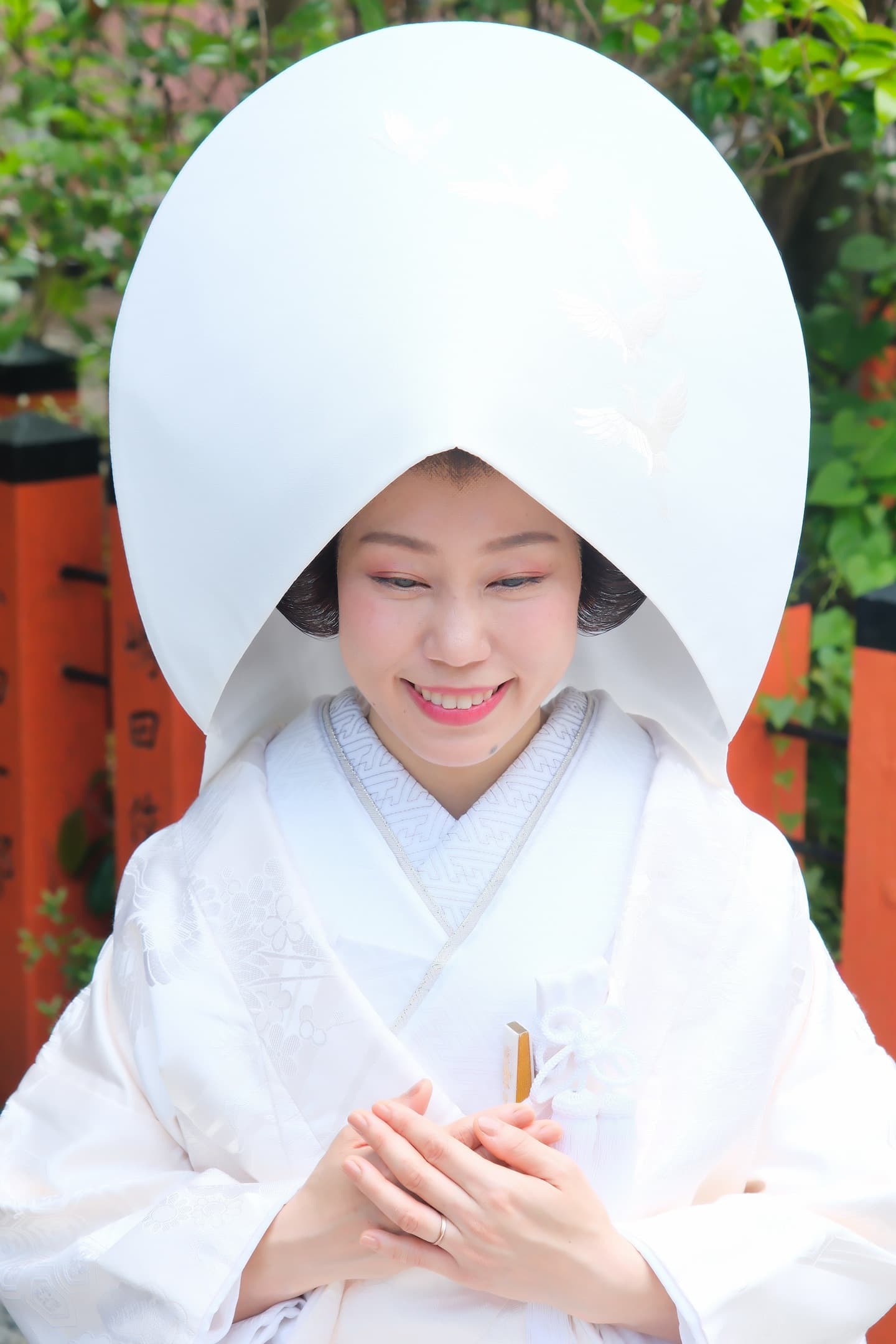 綿帽子での結婚式の写真