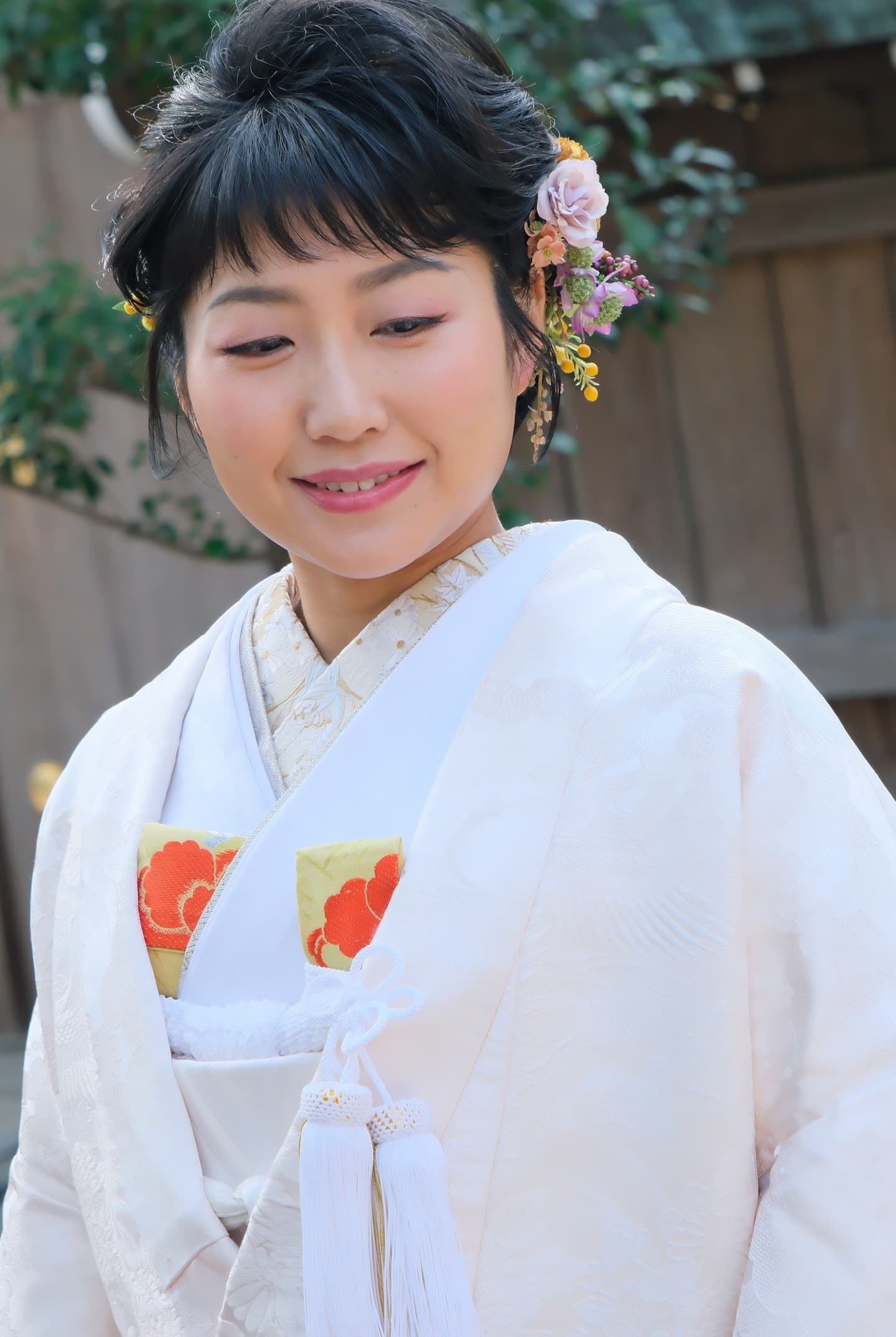 洋髪で白無垢での結婚式の写真