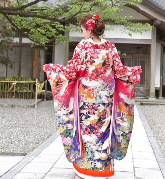 ピンク金赤い色打掛豪華美しいレンタル