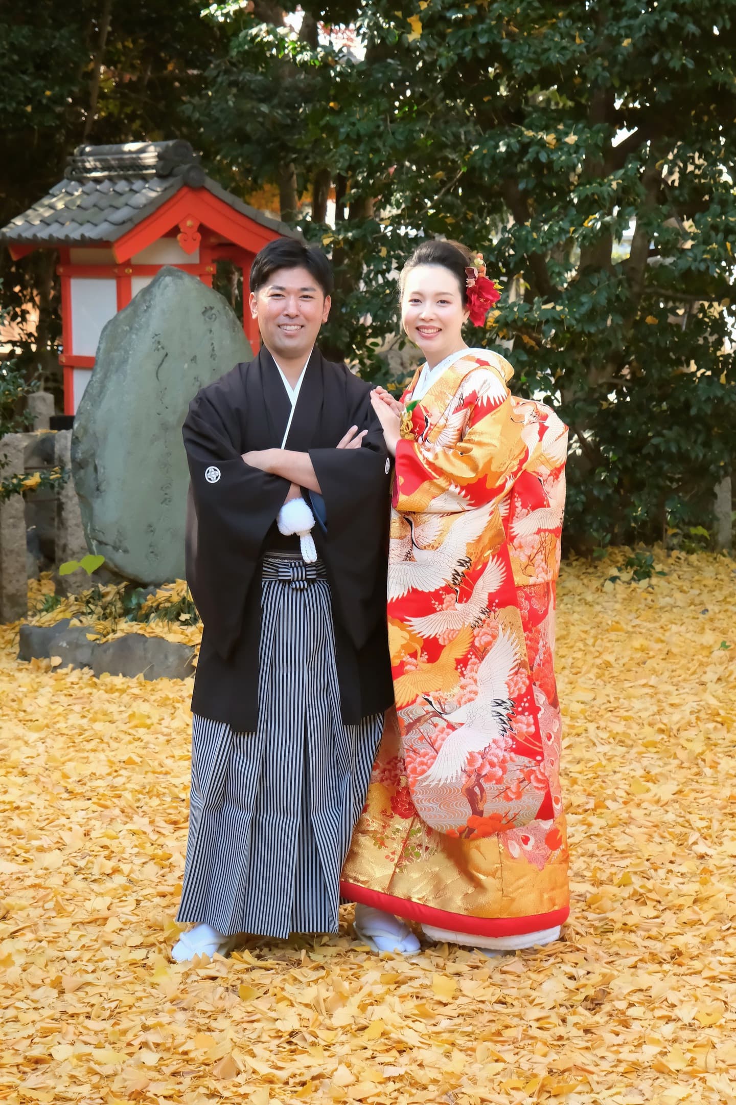神社結婚式のレンタル色打掛の写真