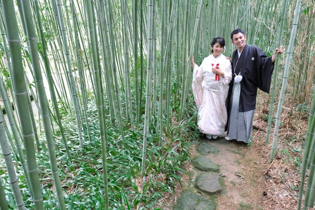 京都の竹林で和装前撮り