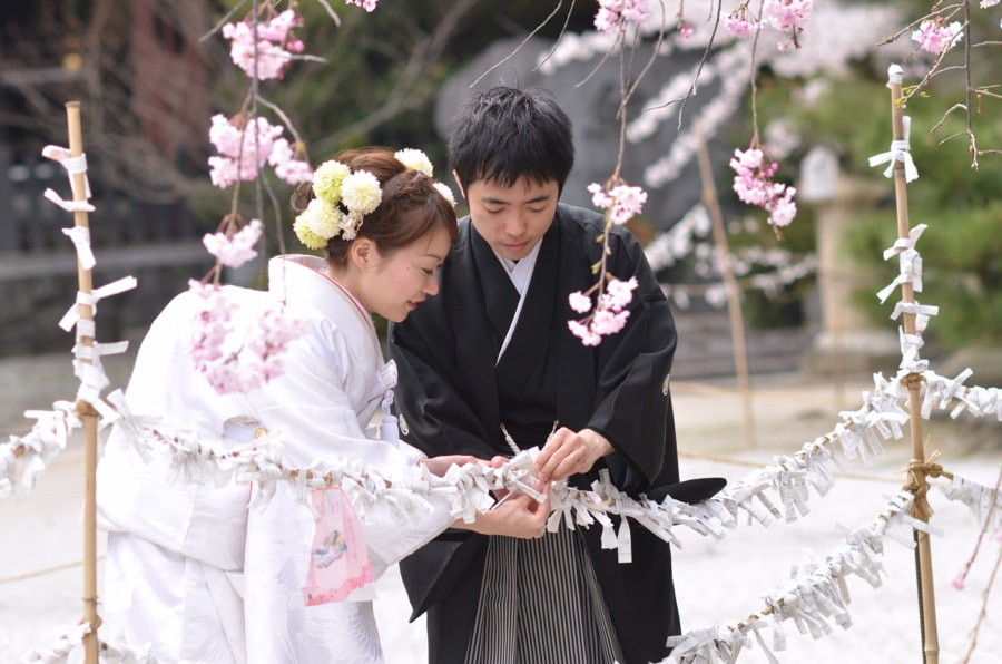 桜の京都で和装前撮りロケーションフォトの写真