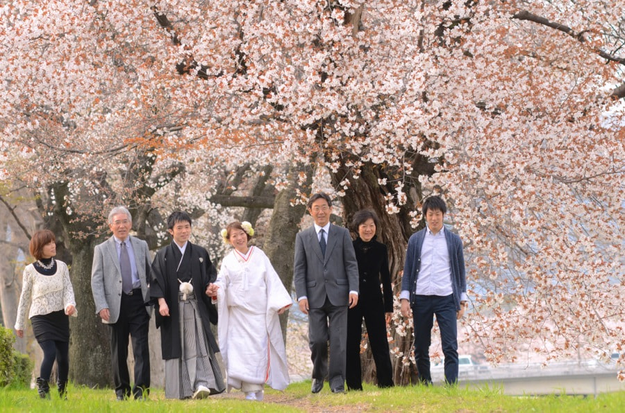 桜の京都で和装前撮りロケーションフォトの写真