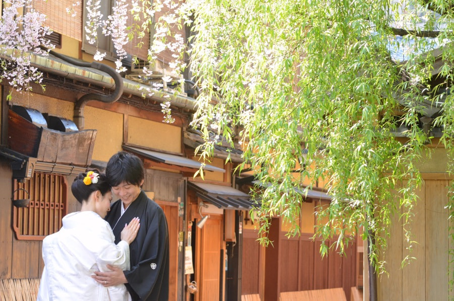 京都嵯峨野竹林と京都祇園で和装前撮り写真