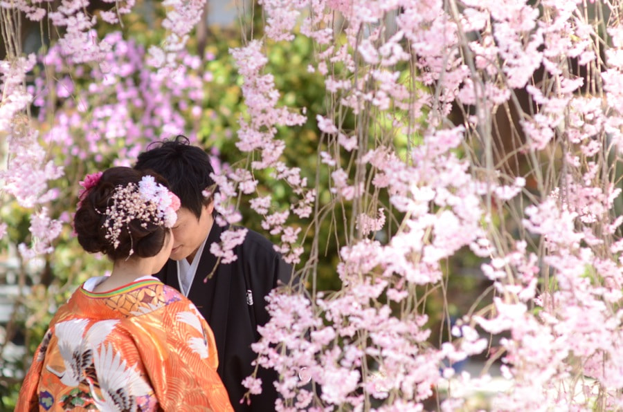 桜の京都で和装前撮りロケーションフォトの写真