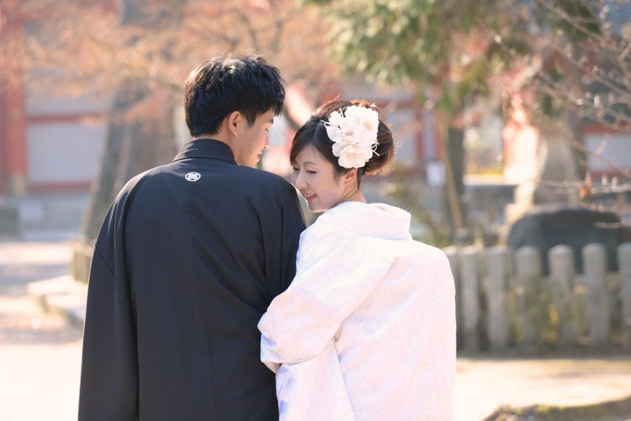 結婚式の前撮りを京都でロケーションフォトの写真