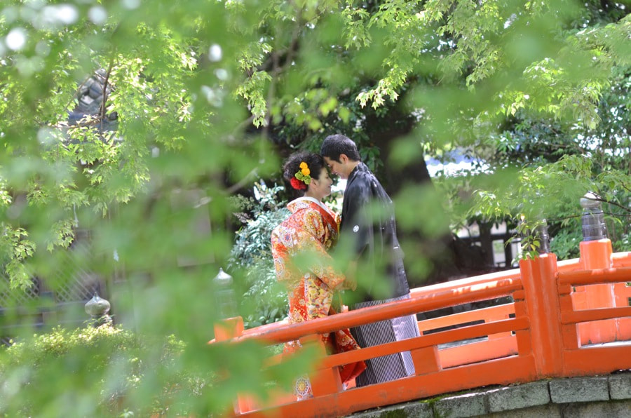 新緑の京都で和装前撮りロケーションフォトの写真