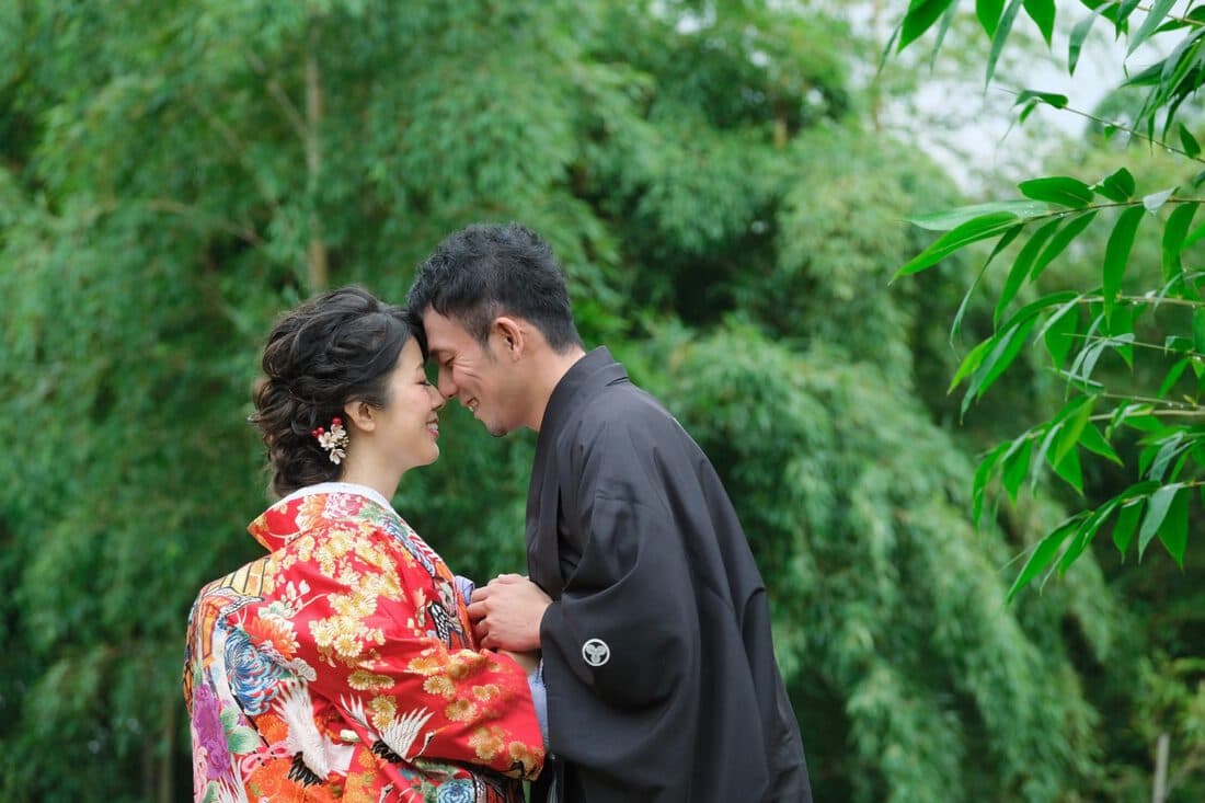 京都の竹林で和装前撮り