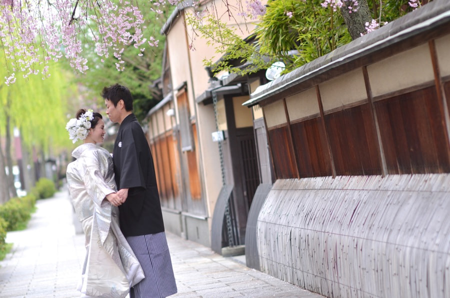 京都嵯峨野竹林と京都祇園で和装前撮り写真