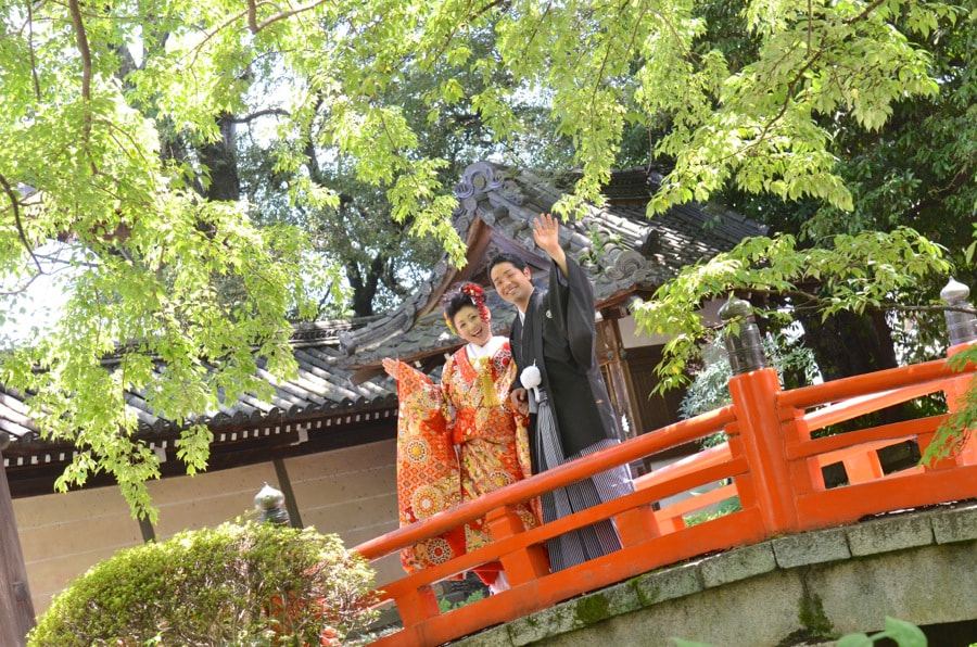 新緑の京都で和装前撮りロケーションフォトの写真