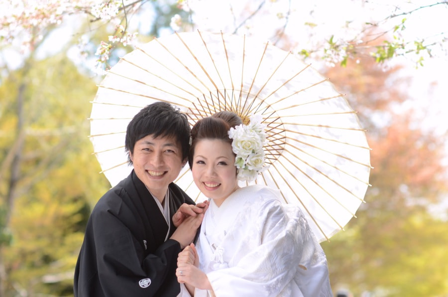 桜の京都で和装前撮りロケーションフォトの写真