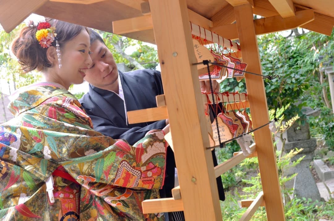 奈良の神社で和装前撮りフォトウエディングの写真
