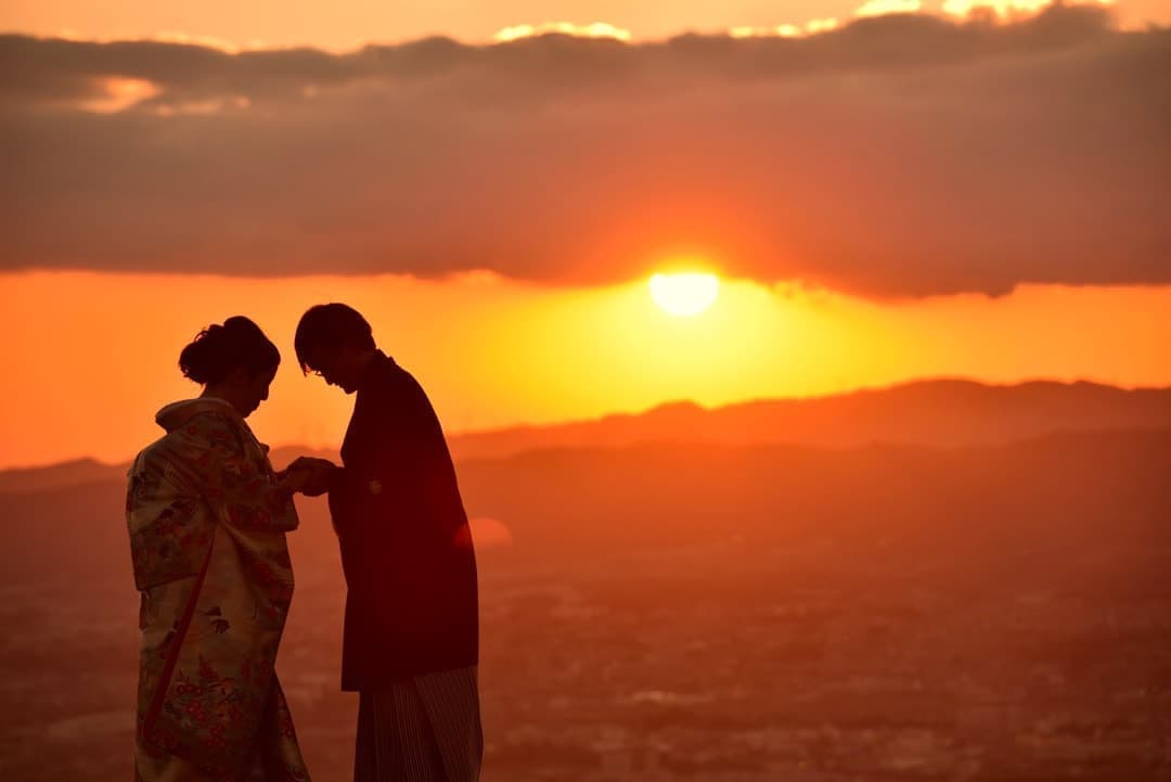 夕日で結婚記念の前撮り奈良の写真