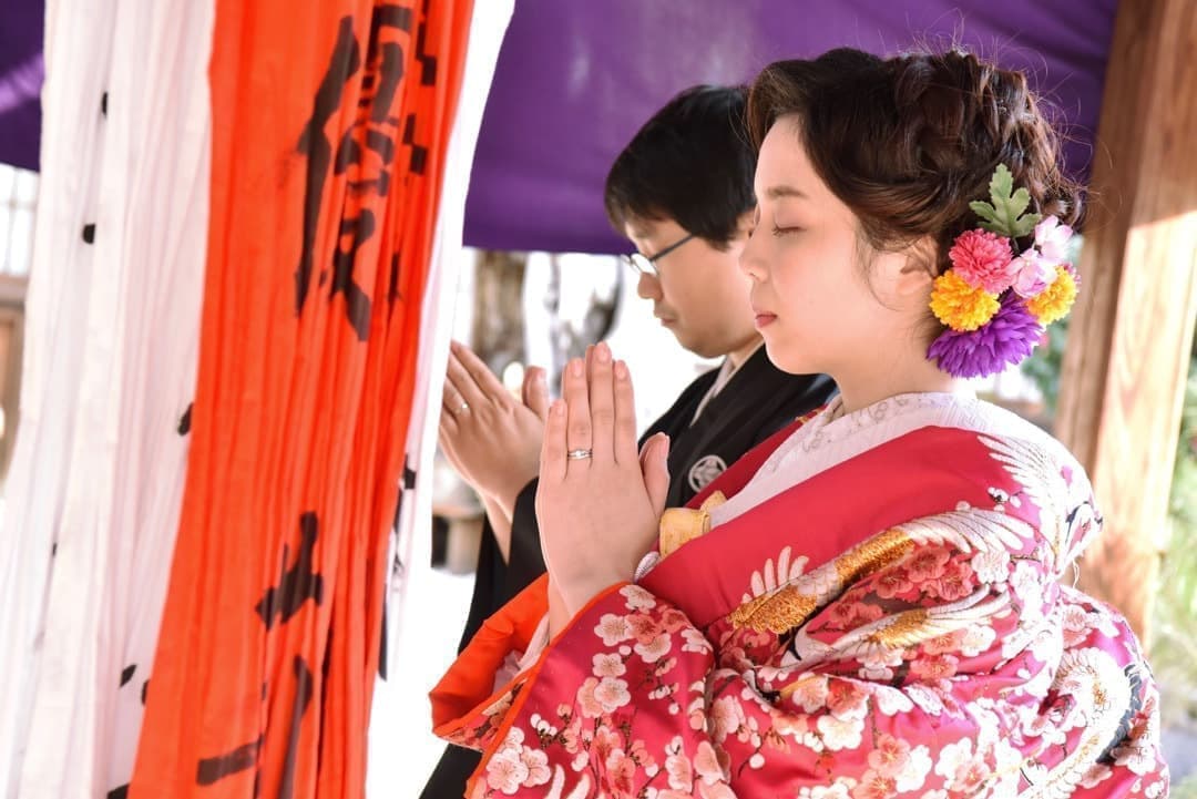 奈良の神社で和装前撮りフォトウエディングの写真