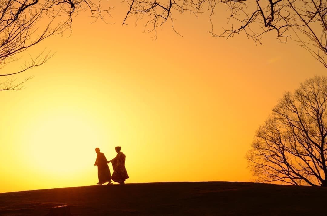 夕日で結婚記念の前撮り奈良の写真