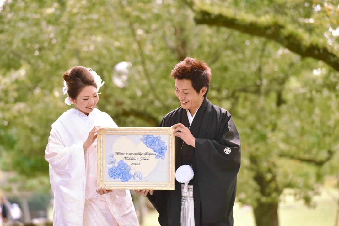 奈良の新緑で和装前撮りフォトウェディングの写真