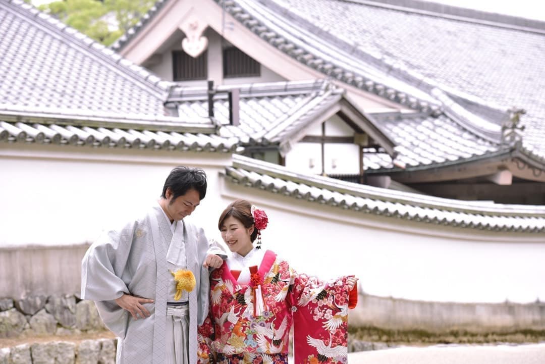 奈良の新緑で和装前撮りフォトウェディングの写真