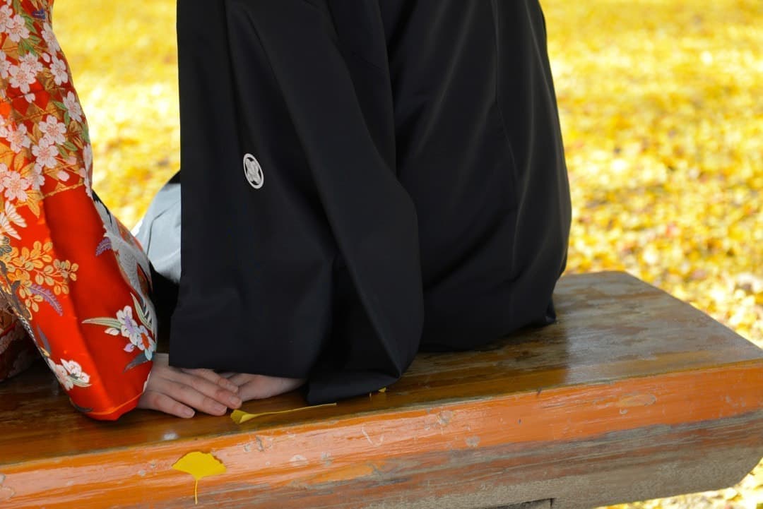 奈良の紅葉で和装前撮りフォトウェディングの写真