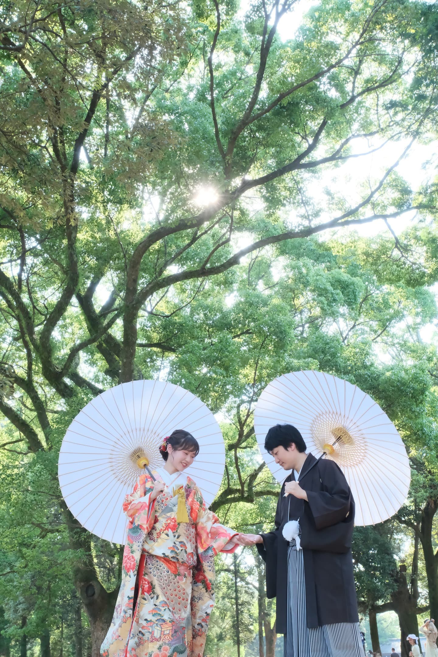 奈良の新緑で和装前撮りフォトウェディングの写真