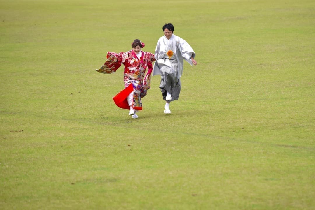 奈良の新緑で和装前撮りフォトウェディングの写真