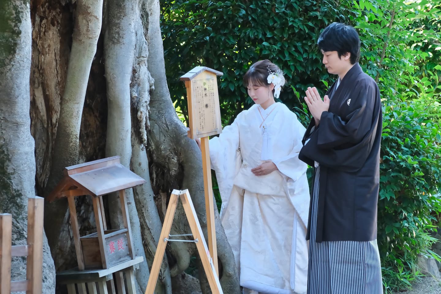 神社で和装のフォトウエディング