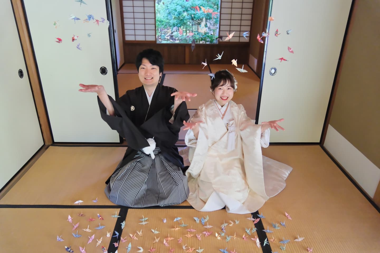 和室と庭園でのフォトウエディング