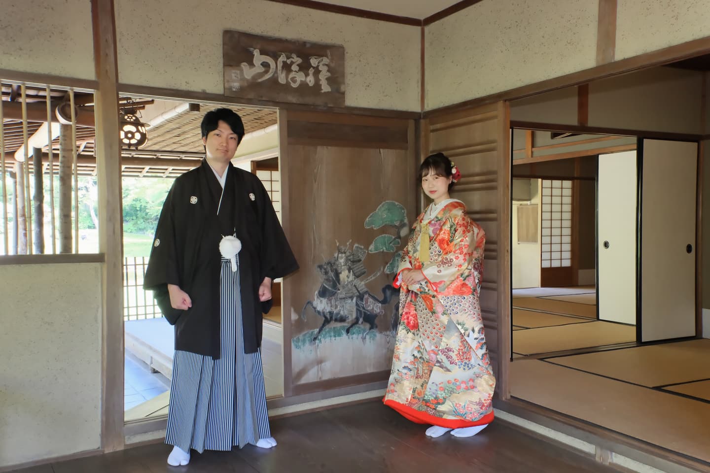 和室と庭園でのフォトウエディング