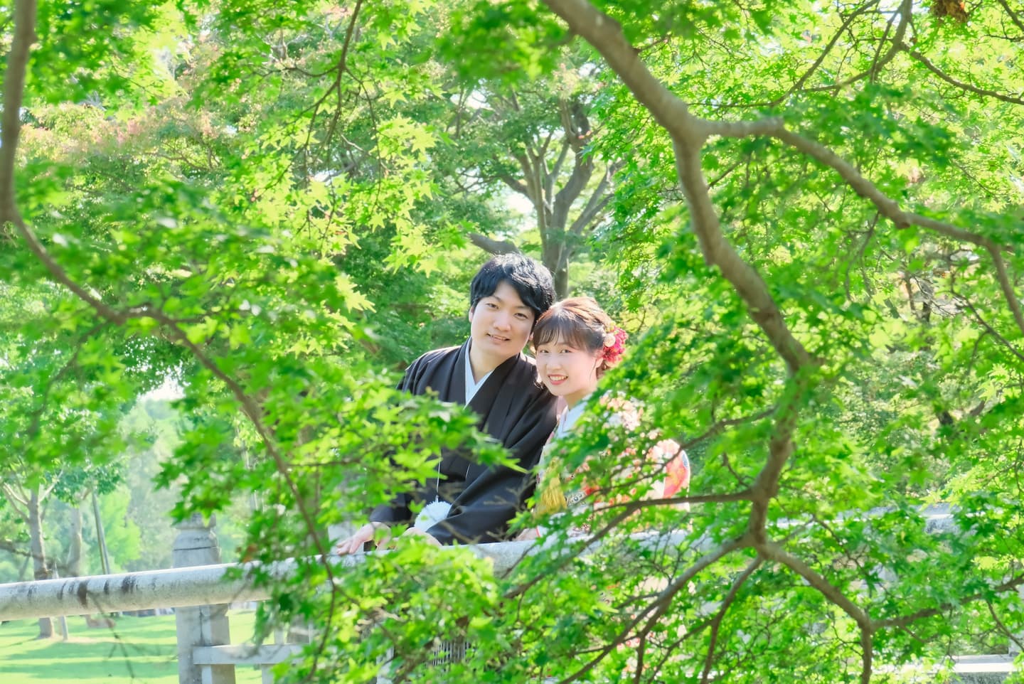 奈良で鹿と和装フォトウェディング