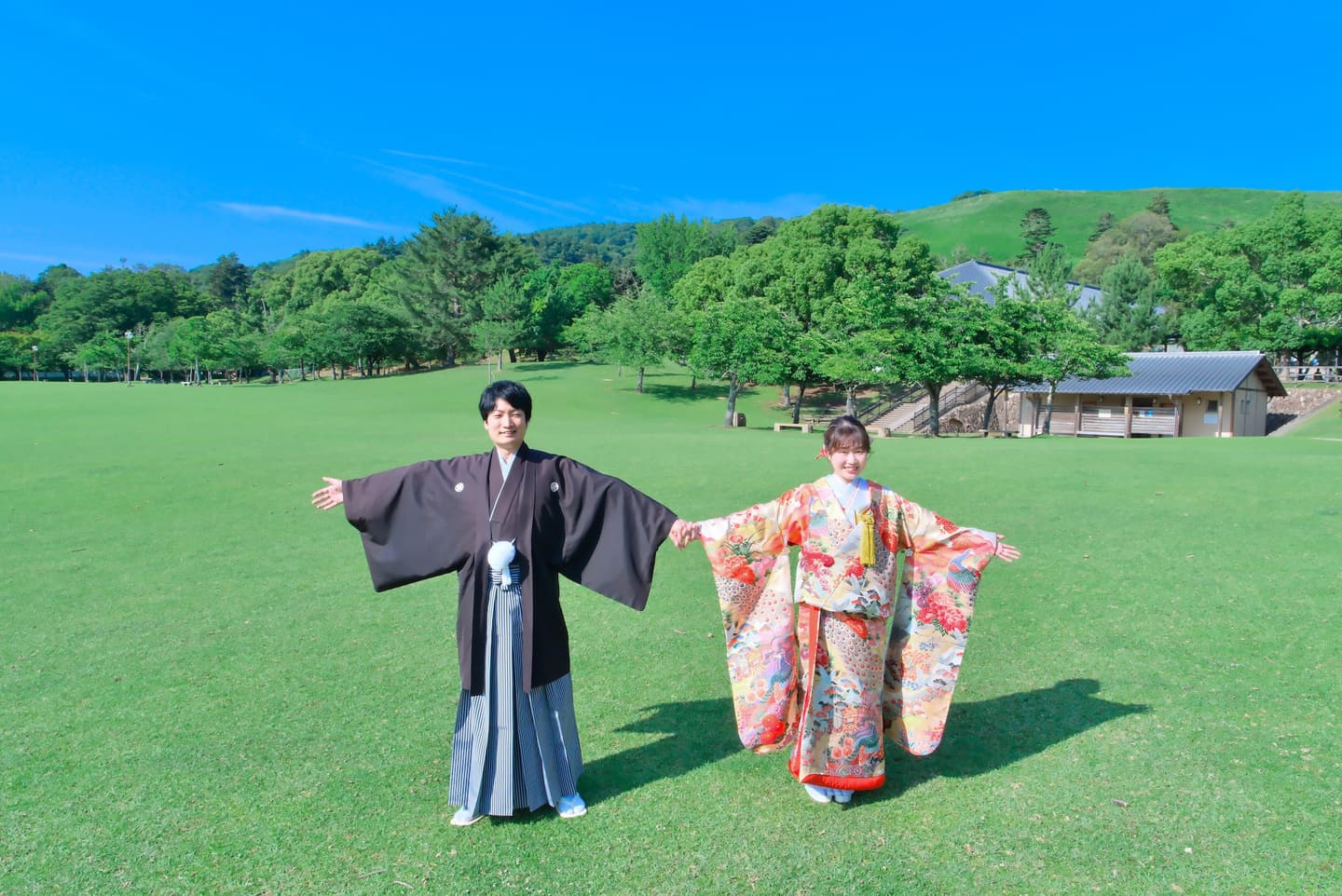奈良で鹿と和装フォトウェディング