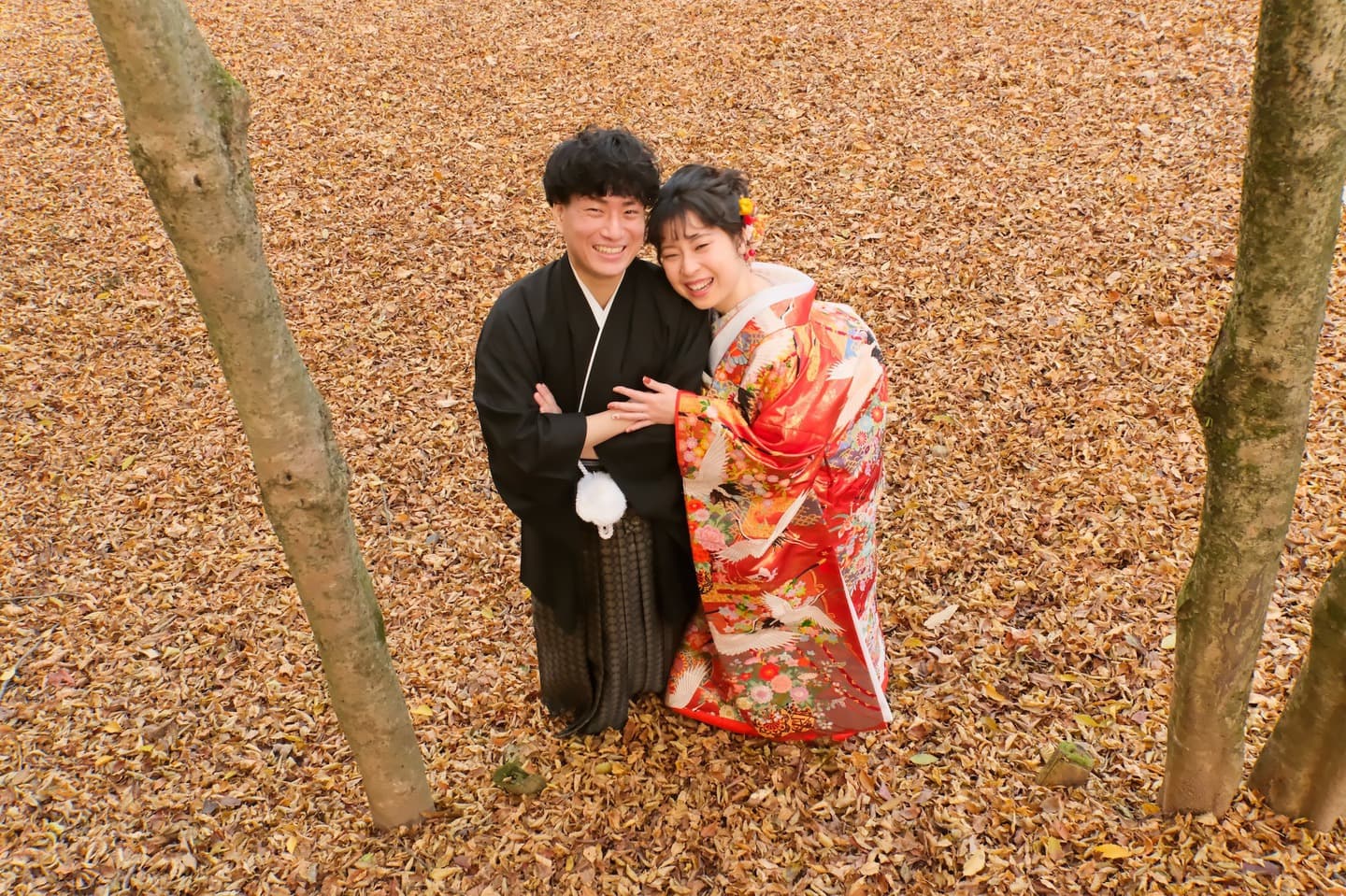 紅葉の奈良で和装のフォトウエディング。