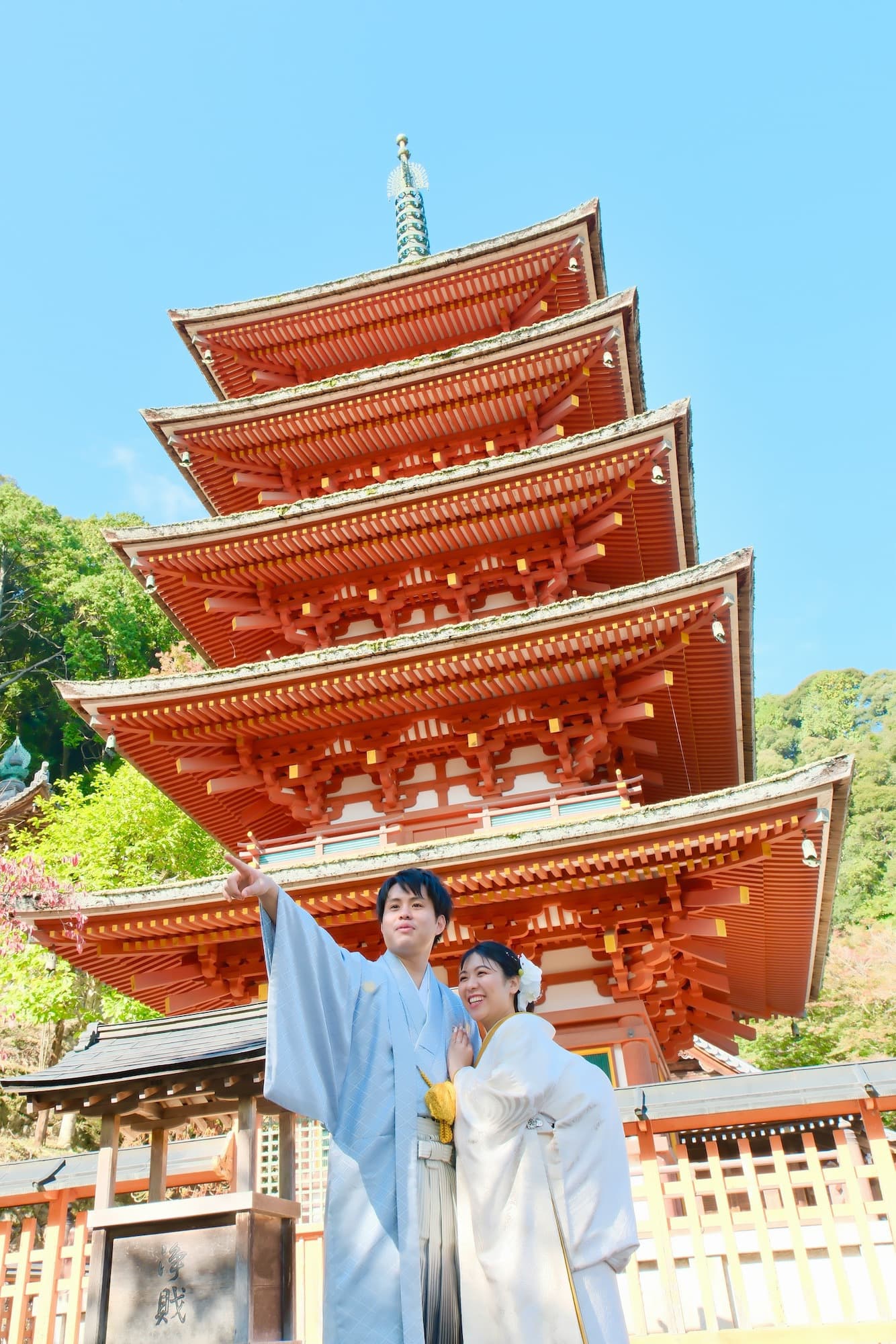 長谷寺で和装前撮りフォトウェディングの写真