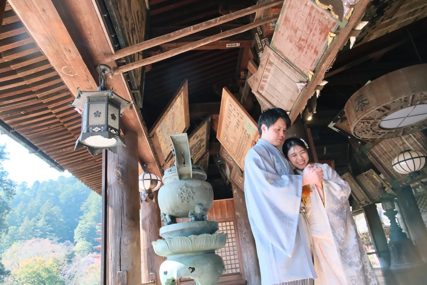 長谷寺で和装前撮りフォトウェディングの写真