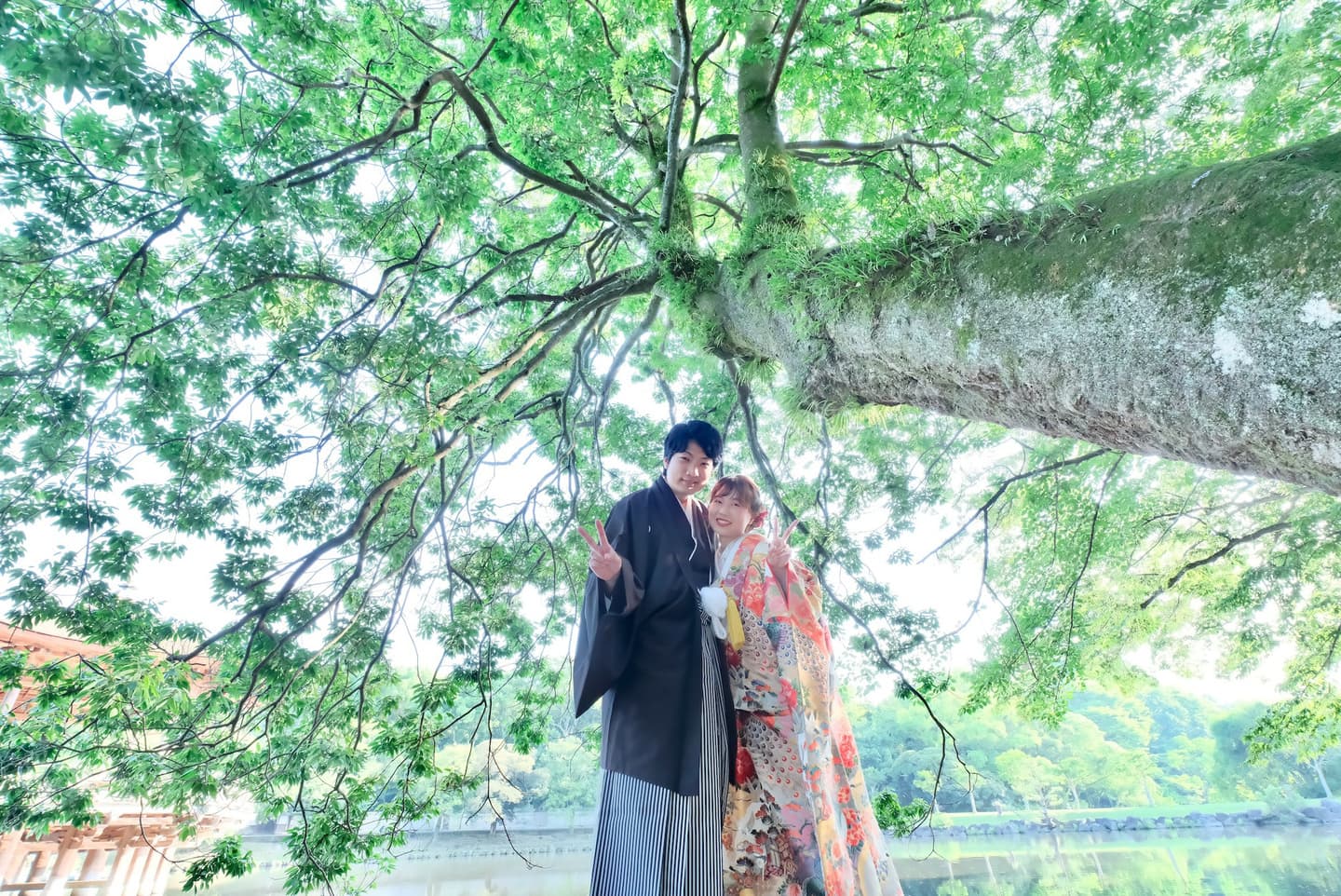 奈良で鹿と和装フォトウェディング