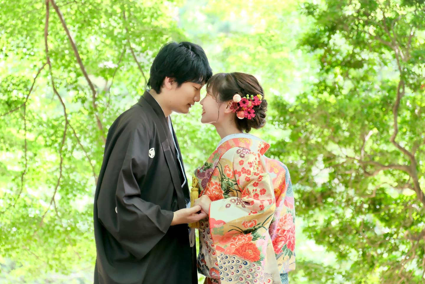 奈良で鹿と和装フォトウェディング