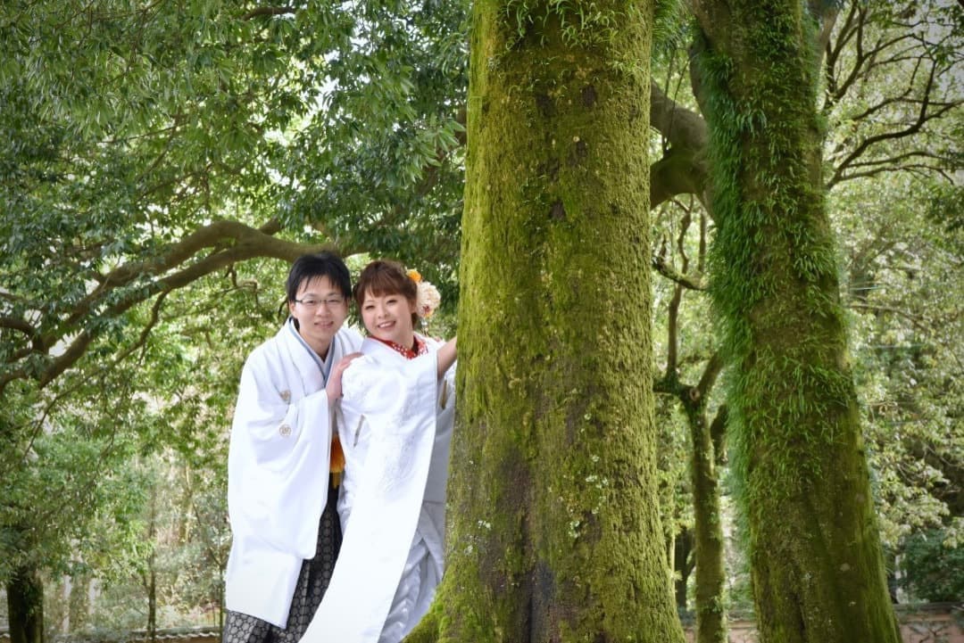 奈良の新緑で和装前撮りフォトウェディングの写真