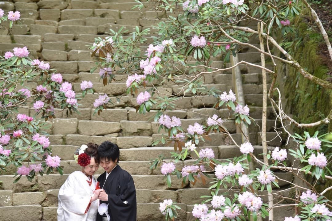 女人高野室生寺と古民家で結婚式の和装前撮りロケフォトの写真