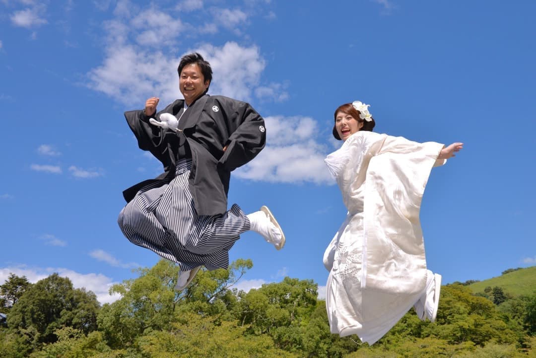 奈良の新緑で和装前撮りフォトウェディングの写真