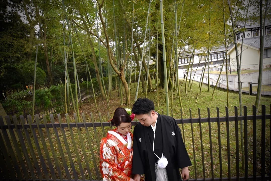 奈良の新緑で和装前撮りフォトウェディングの写真