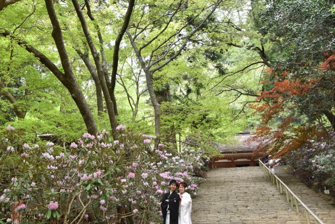 女人高野室生寺と古民家で結婚式の和装前撮りロケフォトの写真