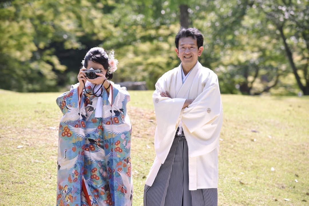 奈良の新緑で和装前撮りフォトウェディングの写真